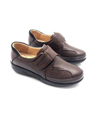 Hakiki DeriTam Ortopedik Cırtlı Kadın Anne Ayakkabısı