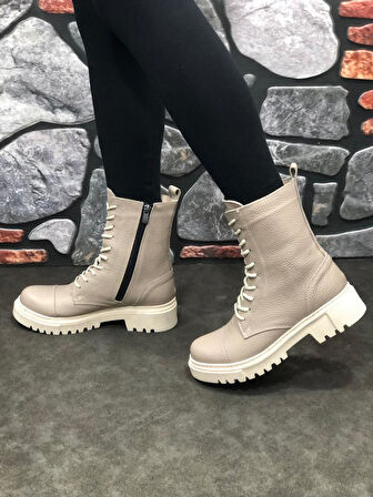 Hakiki Deri Kışlık Kauçuk Taban Postal Kadın Bot