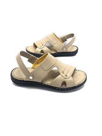 Hakiki Deri Tam Ortopedik Büyük Numara Erkek Sandalet