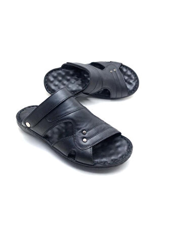 Hakiki Deri Tam Ortopedik Büyük Numara Erkek Terlik