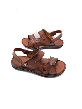 Hakiki  Deri Tam Ortopedik Masajlı Erkek Sandalet