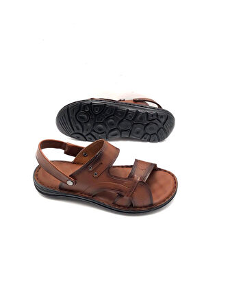 Hakiki  Deri Tam Ortopedik Masajlı Erkek Sandalet