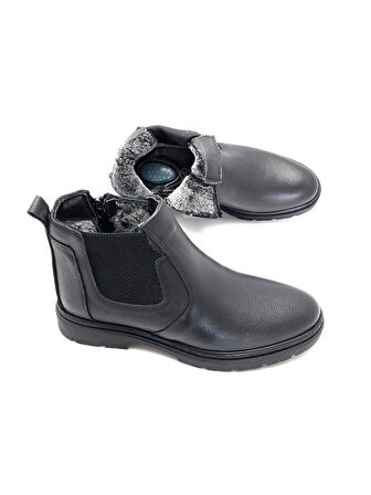 Hakiki  Deri Ortopedik Jel Tabanlık Kürklü Kışlık Erkek Bot