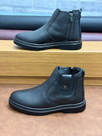 Hakiki Deri Büyük Numara Ortopedik Kürklü Erkek Bot