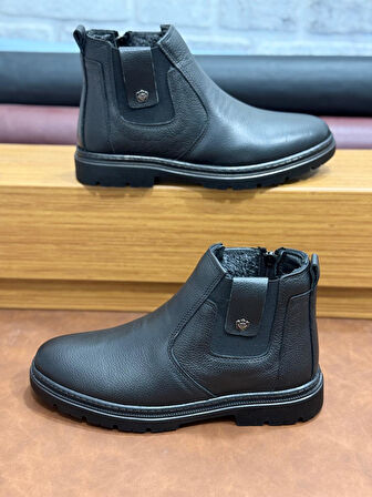 Hakiki Deri Büyük Numara Ortopedik Kürklü Erkek Bot