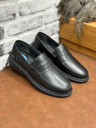 Hakiki Deri Ortopedik Topuk Jeli Büyük Numara Erkek Ayakkabı