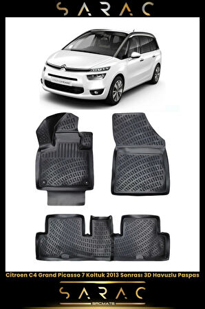 Citroen C4 Grand Picasso 7 Koltuk 2014 Model Araca Özel 3d Havuzlu Paspas