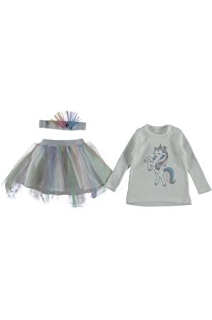 Pundikids Kız Bebek Unicorn Baskılı Tütü Etekli Takım