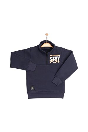 Pundikids Erkek Çocuk Yarım Fermuarlı Balıkçı Yaka Sweatshirt