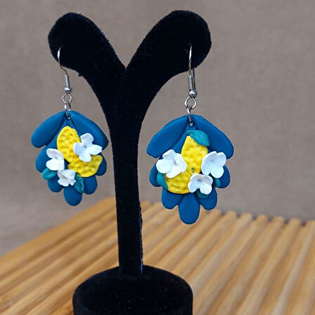 Uretti - Hatice 4962 0866 El Yapımı Çiçek Model Polimer Kil Küpe