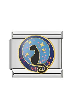 Kara Kedi ve Gece Çelik İtalyan Charm