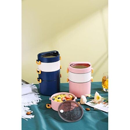 Backpacker Paslanmaz Çelik Yemek Kutusu 1800ML Pembe