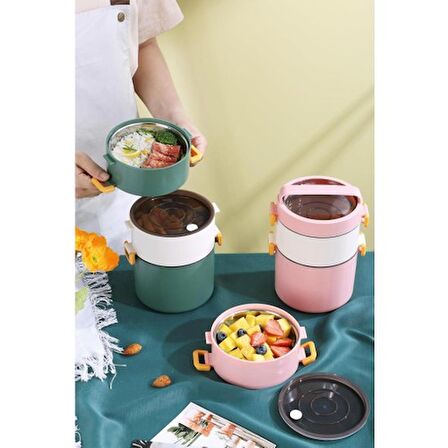 Backpacker Paslanmaz Çelik Yemek Kutusu 1800ML Pembe