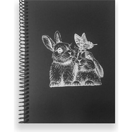 Lizy 17X24 Siyah Zemin Defter Spiralli 40 Yp Sketch 90 gr Tavşan