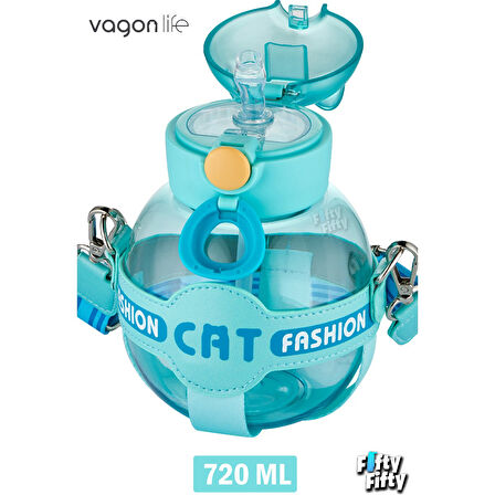 VAGONLİFE 720 ML KILIFLI VE PiPETLİ SU MATARASI Su Yeşil