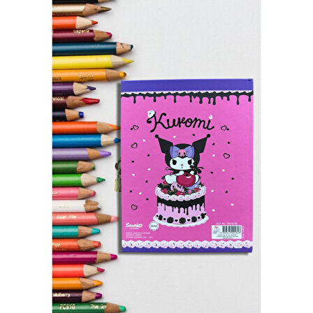 Kuromi Kilitli Defter 80 Yaprak Pembe- 14 x 20
