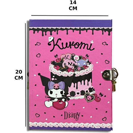 Kuromi Kilitli Defter 80 Yaprak Pembe- 14 x 20