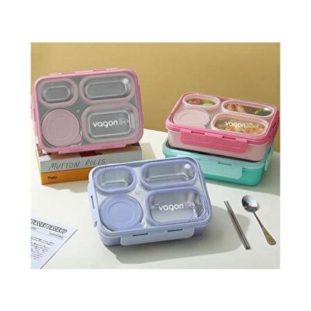 Vagon Çelik Beslenme Kutusu Yeşil Lunch Box Paslanmaz 800 ml XC-7099