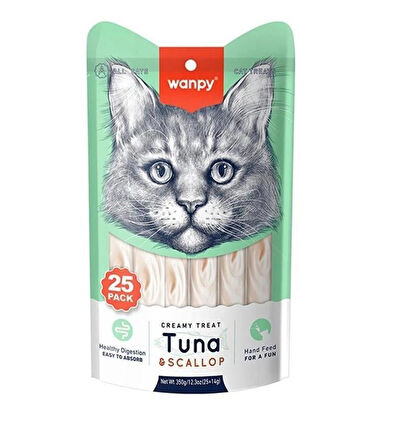 Wanpy Ton Balıklı ve Deniz Taraklı Krema Kedi Ödülü 25 x 14 Gr