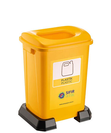 Omnipazar SY-4395 Sıfır Atık Plastik Geri Dönüşüm Çöp Kutusu 50 lt Sarı 5 Adet