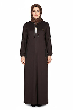 Hesna Kadın Zeren Büyük Beden Baharlık Boydan Kahverengi Pardesü