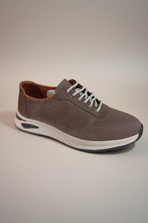 MANC KAHVE VELVET BEYAZ POLİ TABAN BAĞCIKLI ORTOPEDİK TABAN GÜNLÜK ERKEK AYAKKABI