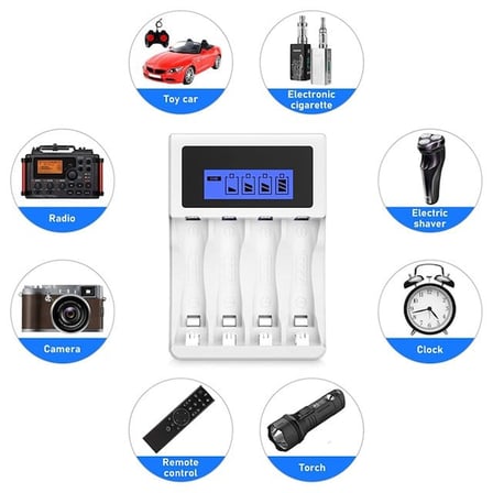X-LEVEL CH1-201AL 4 Yuvalı LCD Ekranlı Akıllı AA/AAA Ni-MH Hızlı Pil Şarj Cihazı