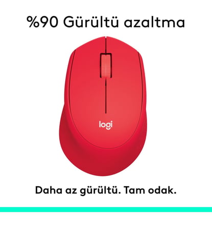 Logitech M330 Sessiz Kablosuz Optik Mouse - Kırmızı