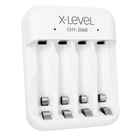 X-LEVEL CH1-206B 4 Yuvalı USB-C Girişli Akıllı AA/AAA Ni-MH Hızlı Pil Şarj Cihazı