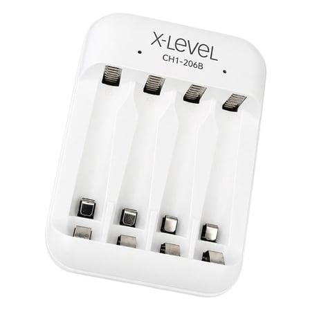 X-LEVEL CH1-206B 4 Yuvalı USB-C Girişli Akıllı AA/AAA Ni-MH Hızlı Pil Şarj Cihazı
