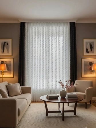 NİVEMESHOME SEDEF 1-0093 TAM DESEN EKRU  1/3 PİLELİ TÜL PERDE
