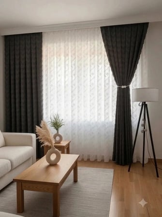NİVEMESHOME SEDEF 1-0093 TAM DESEN EKRU  1/3 PİLELİ TÜL PERDE