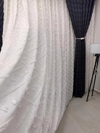NİVEMESHOME SEDEF 1-0093 TAM DESEN EKRU  1/3 PİLELİ TÜL PERDE