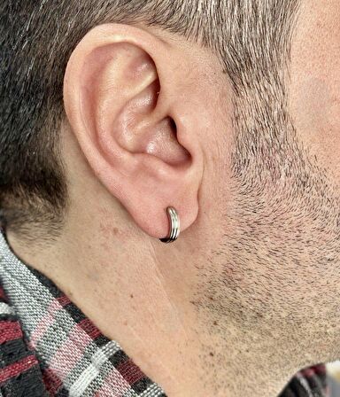 Kaliteli Sıkıştırmalı Fake Deliksiz Çelik Erkek Küpe Earcuff 1 Adet