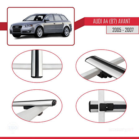 A4 (B7) Avant 2005-2007 Arası ile Uyumlu BASIC Model Ara Atkı Tavan Barı Gri 2 Adet