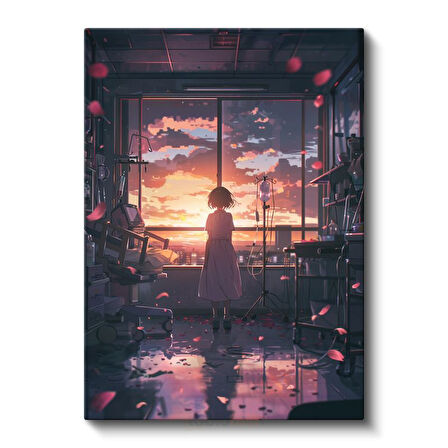 Hastane Odası - Gün Batımı Manzarası Anime Kanvas Tablo