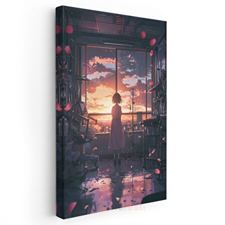 Hastane Odası - Gün Batımı Manzarası Anime Kanvas Tablo
