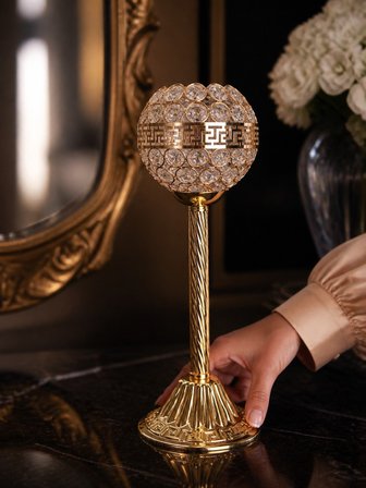 Kristal Şapka Gold Metal Şamdan Saray Model Elektrikli