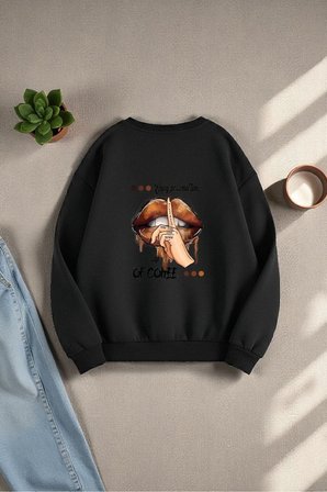 Unisex Enjoy Personel Time Tasarım Baskılı Bisiklet Yaka Sweatshirt