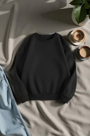Unisex Enjoy Personel Time Tasarım Baskılı Bisiklet Yaka Sweatshirt
