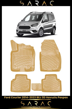 Ford Courier 2019 Model Bej Araca Özel 3d Havuzlu Paspas