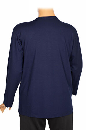 Cimariva Kadın Meyra Büyük Beden O Yaka Nakışlı Lacivert Bluz