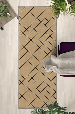 Modern Dijital Baskı Yıkanabilir Kaymaz Yolluk Halı Vizon