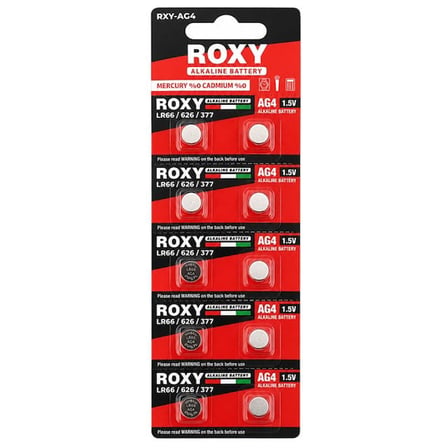 Roxy AG4 LR66 626 377 1.5V Alkalin Düğme Saat Pili 10'Lu Blister Paket