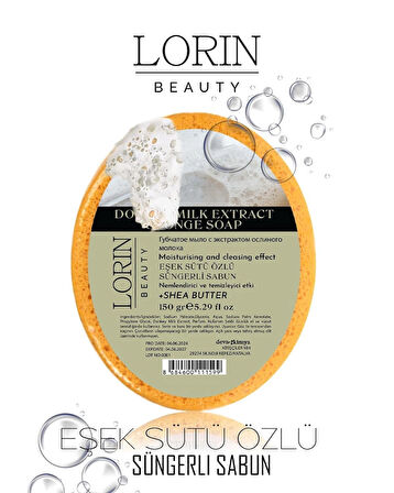 LORİN BEAUTY LORİN EŞŞEK SÜTÜ ÖZLÜ DOĞAL SÜNGERLİ SABUN