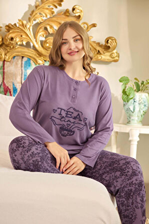 Aydoğan Kadın Suzi Büyük Beden Termal Mistik Mor Pijama Takım 0679