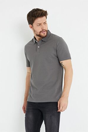 Erkek Basic Polo Yaka Tişört (Regular Fit) Antrasit