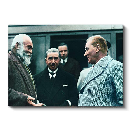 Atatürk ve Diplomatik Görüşme - Devlet Adamlığı Kanvas Tablo