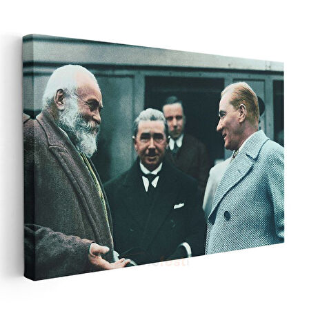 Atatürk ve Diplomatik Görüşme - Devlet Adamlığı Kanvas Tablo