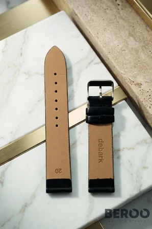 20mm Hakiki Deri Dikişsiz Saat Kordonu Premium Klasik Saat Kayışı Paslanmaz Çelik Tokalı - Siyah